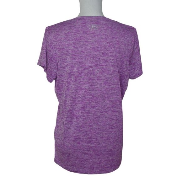 Under Armour Womens Anti-Odor Quick Dry Large Logo V Neck T-Shirt Purple Sz L - Picture 2 of 7